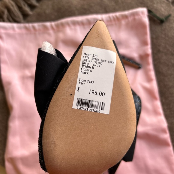 Kate Spade Glitter Black Bow Heels 7 - Picture 5 of 10